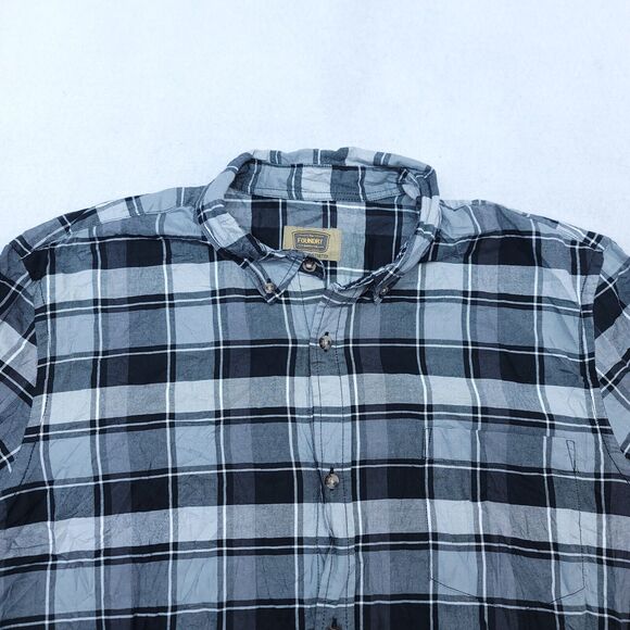 Foundry Buffalo Check Flannel Casual Button Up Shirt Mens Size XLT Black Gray - Picture 1 of 10